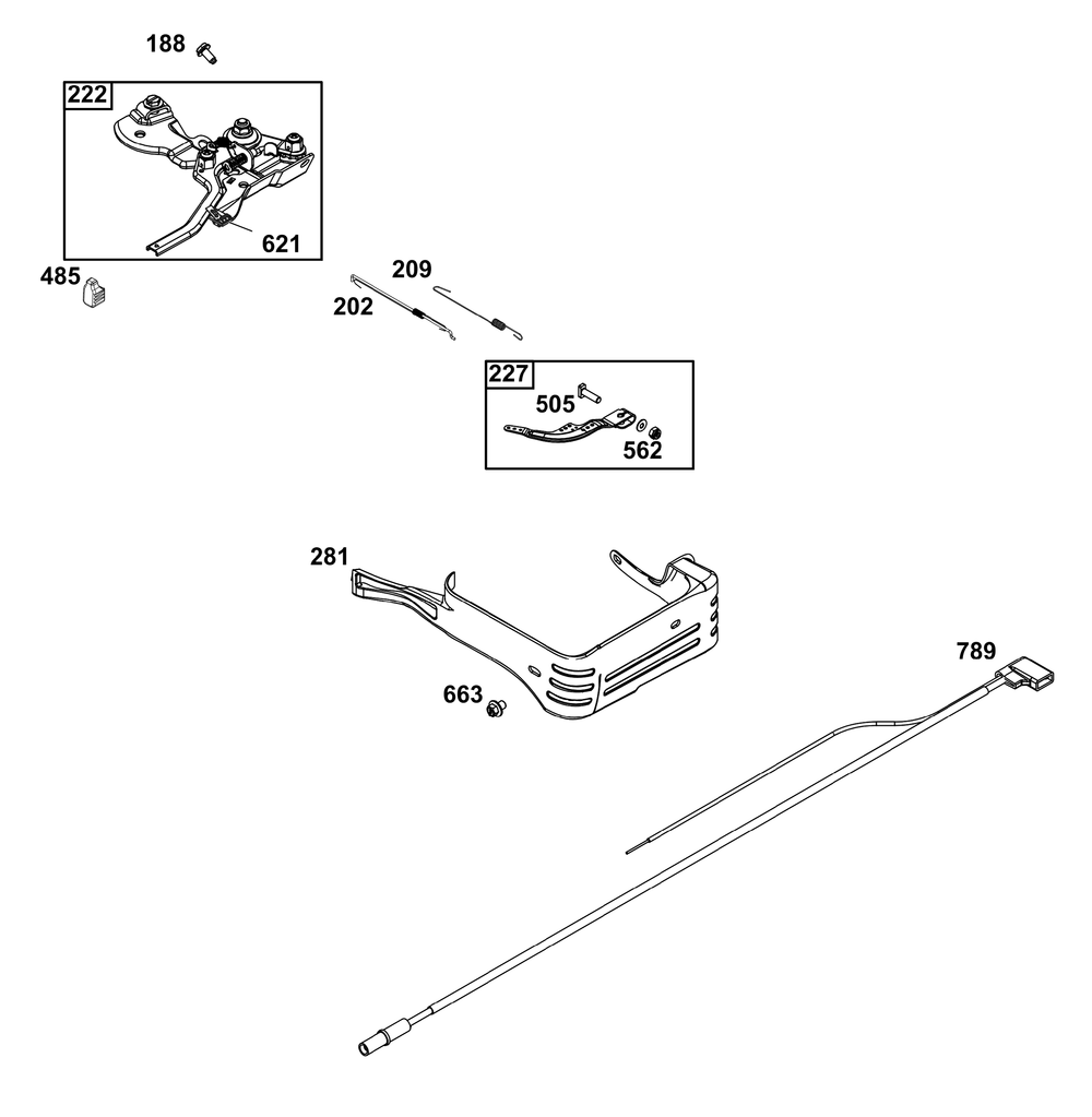 Controls Group Diagram and Parts List for 130G32-0037-H5 100000 - 19Z999 Briggs and Stratton Engine